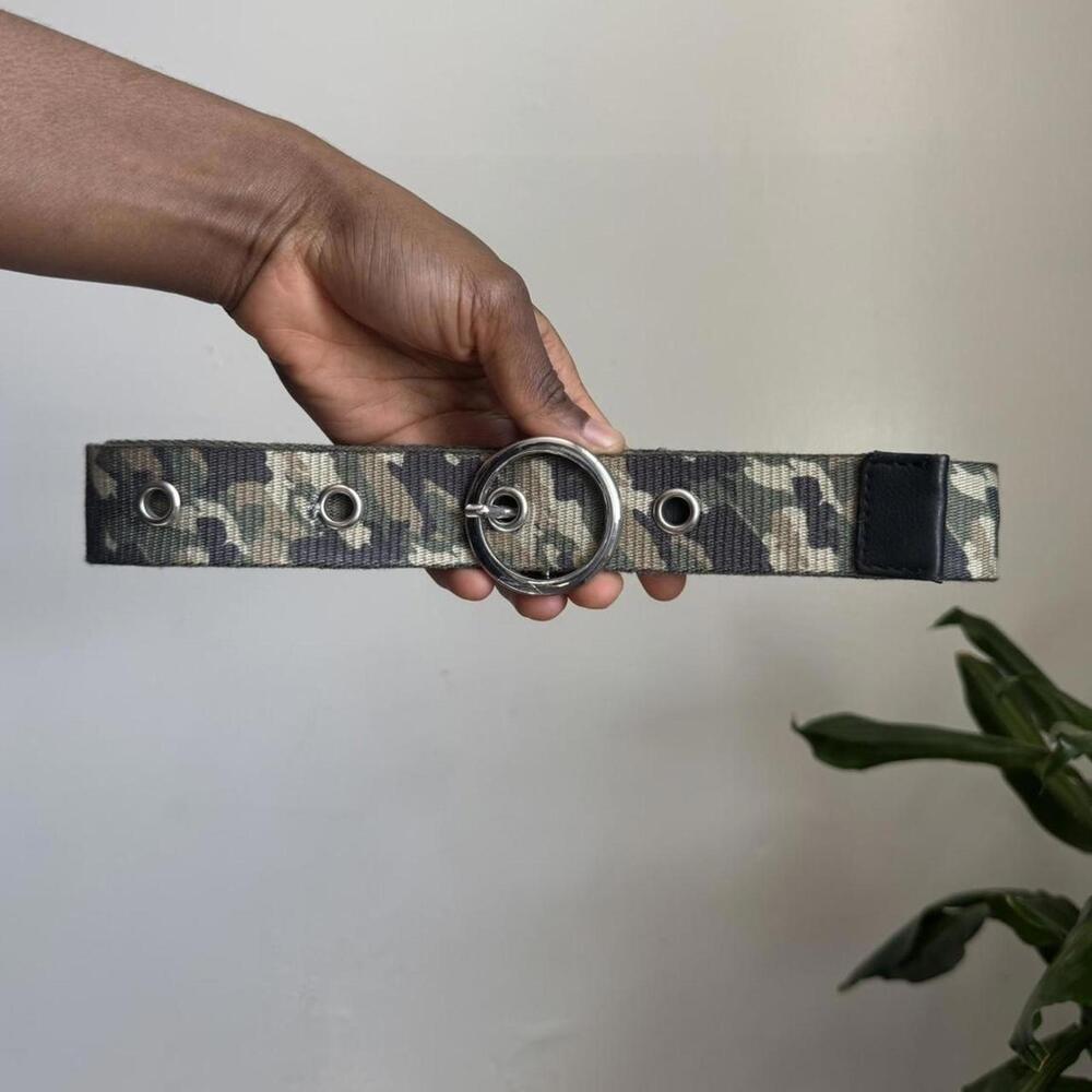 Y2K Grommet Utility Belt - Camo Canvas fits M-L